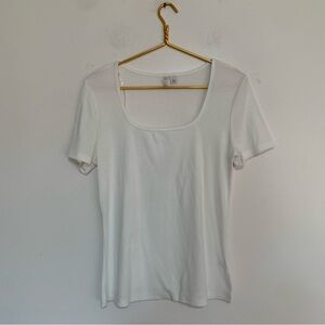 Cato Classic White Short Sleeve Tee Ribbed Large